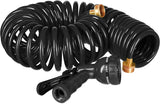 Furtun spiralat Relaxdays, extensibil până la 10 m, furtun flexibil de grădină cu pulverizator de apă, 7 modele de pulverizare, negru