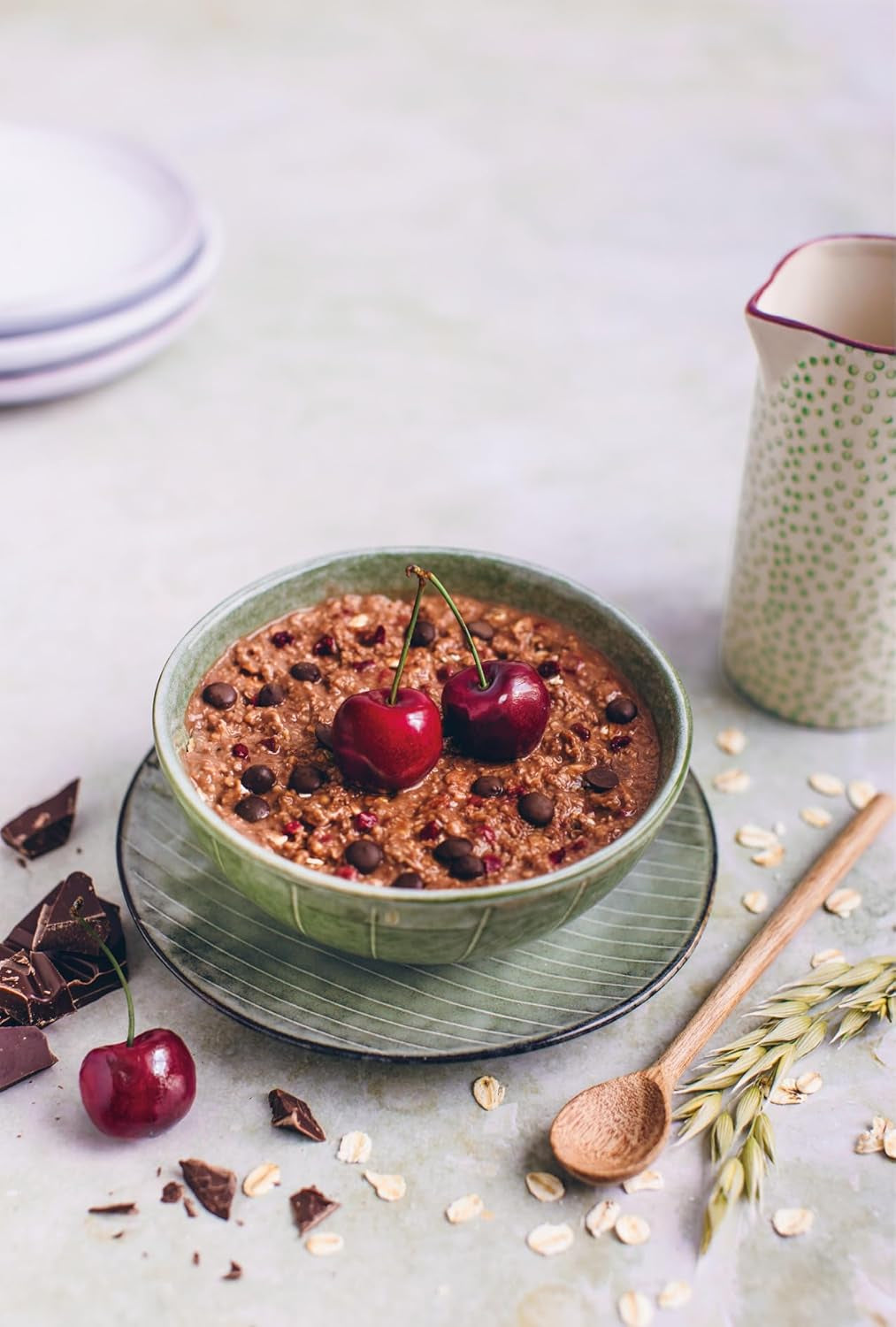 Veganes Porridge Oat Cherry Choc, Oatmal Mit Zartbitter-Schokolade & Kirschen, Einfache Zubereitung, Im Praktischen Portionsbeutel, 1 X 60 G (Packung Mit 3) Cereale Naty Shop