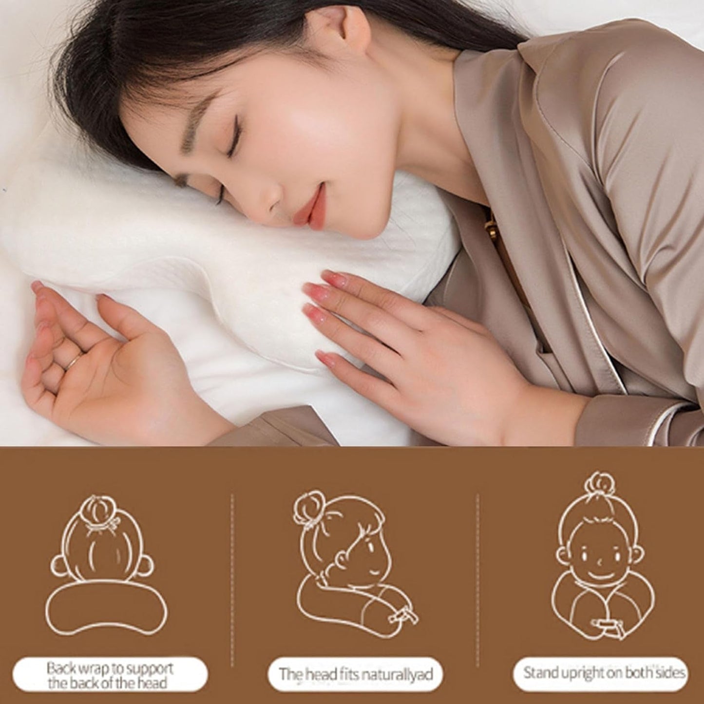 MINGZE Multifuncțional Memory Foam Pillow Neck Pillow Foam, Bow U-Shaped Neck Pillow, Slow Rebound Sleeping Pillow Rebound Pressure Pillow, Pillow Ice Silk for Hand And Neck Protection Perne ortopedice cervicale Naty Shop