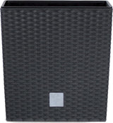 Ghiveci pătrat Prosperplast cu aspect de ratan, seria Rato, antracit, volum 64 L, negru, 39 x 39 x 40,5 cm, DRTS400L-S433