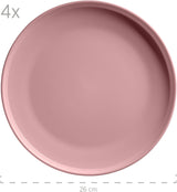 MÄSER 934005 Seria Alenia, Set de veselă pentru 4 persoane în design scandinav modern, Set combinat ceramic cu 16 piese în roz, Gresie