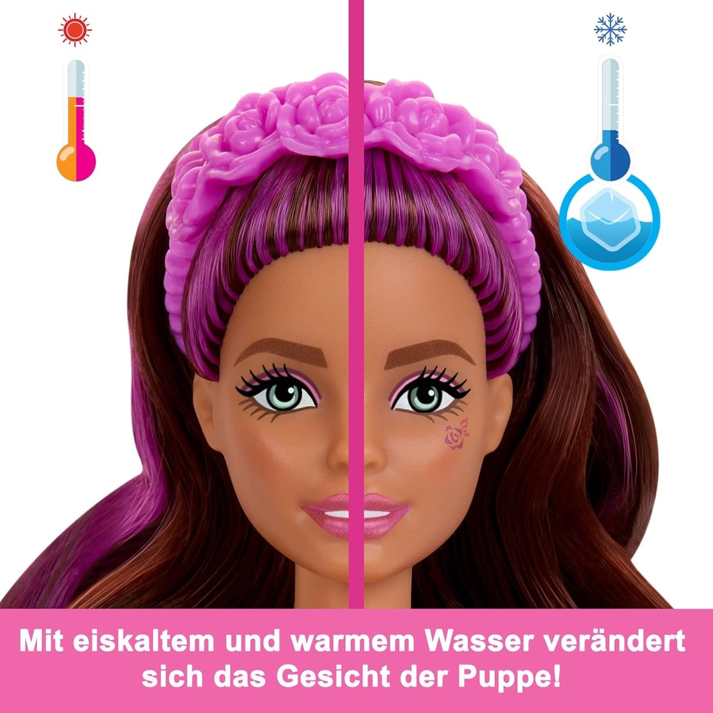 Păpușă Barbie Colour Reveal și accesorii, seria balerină, 6 surprize de desfăcut, inclusiv schimbarea culorii, inspirată de tendința principală de balet (stilurile pot varia), HRK17 Papusi Naty Shop