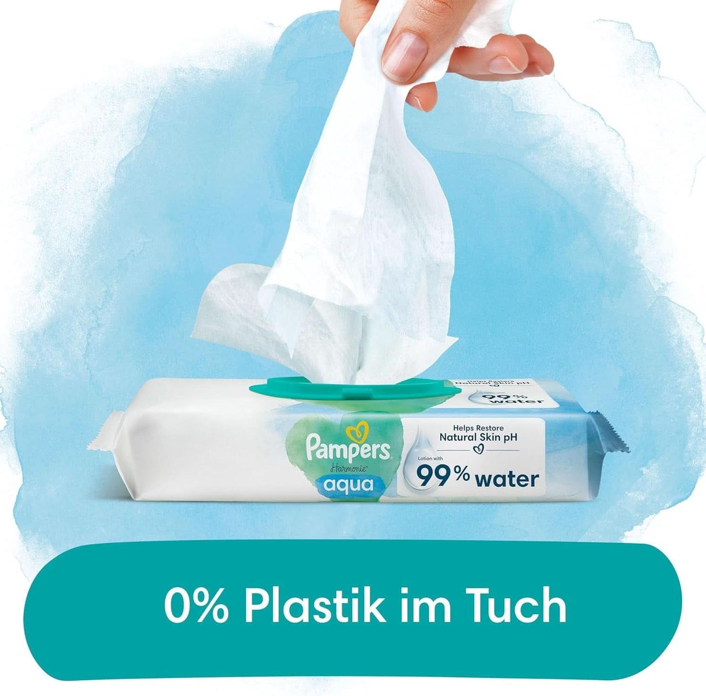 Pampers Harmonie Aqua Feuchttücher 6 Packungen Mit Jeweils 48 Feuchttüchern - 288 Feuchttücher, Die Helfen, Den Natürlichen Ph-Wert Der Haut Wiederherzustellen, Leichte Lotion Mit 99% Wasser Naty Shop