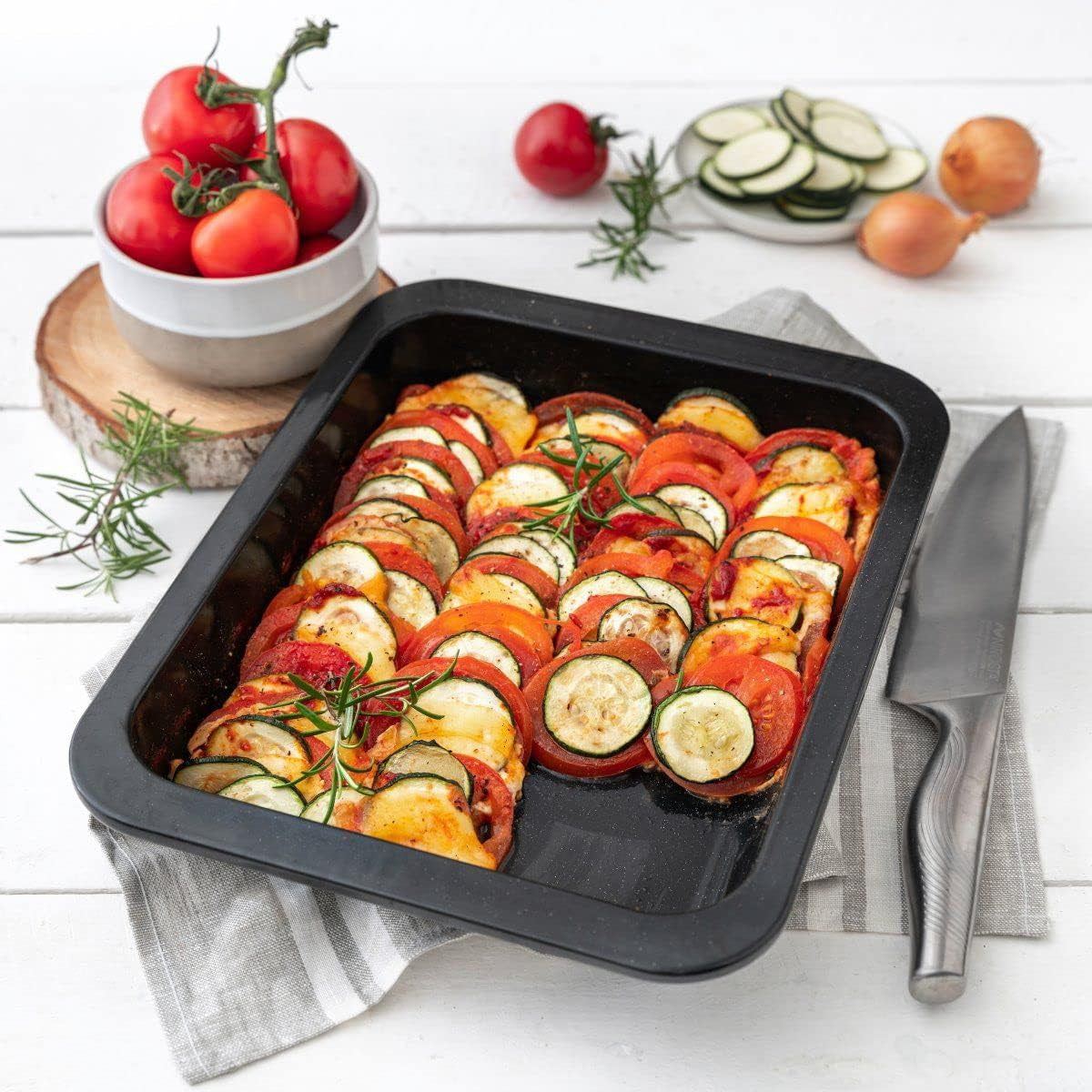 Zenker Ofenbackform (33 X 5 X 25 Cm) SPECIAL COOKING, Rechteckige Auflaufform Mit Emaille-Versiegelung, Backform Mit Extra Hohem Rand (Farbe: Schwarz), Menge: 1 Stück Matrite si tavi pentru copt Naty Shop