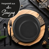 Set de veselă Moritz & Moritz NORDIC pentru 6 persoane - Set de veselă din gresie neagră cu 18 piese - Design scandinav - Set de farfurii robust pentru 6 persoane pentru uz zilnic și pentru oaspeți - Set de veselă combinat