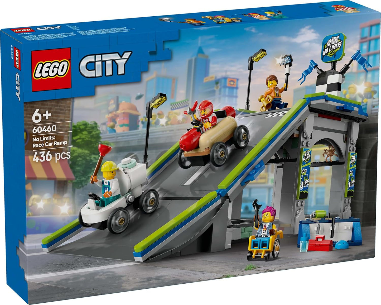 LEGO City No Limits: Soapbox Race With Ramp - Jucărie de construit pentru băieți și fete de la 6 ani - Set cu 2 cutii de săpun și 4 minifigurine Racer - Idee de cadou pentru copii 60460 Seturi de constructie Besuche den LEGO-Store