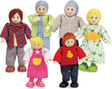 Familie de păpuși Hape Set de familie de păpuși premiat, accesoriu unic pentru case de păpuși din lemn, joc fantastic, 6 membri ai familiei de păpuși Papusi Naty Shop Titlu implicit