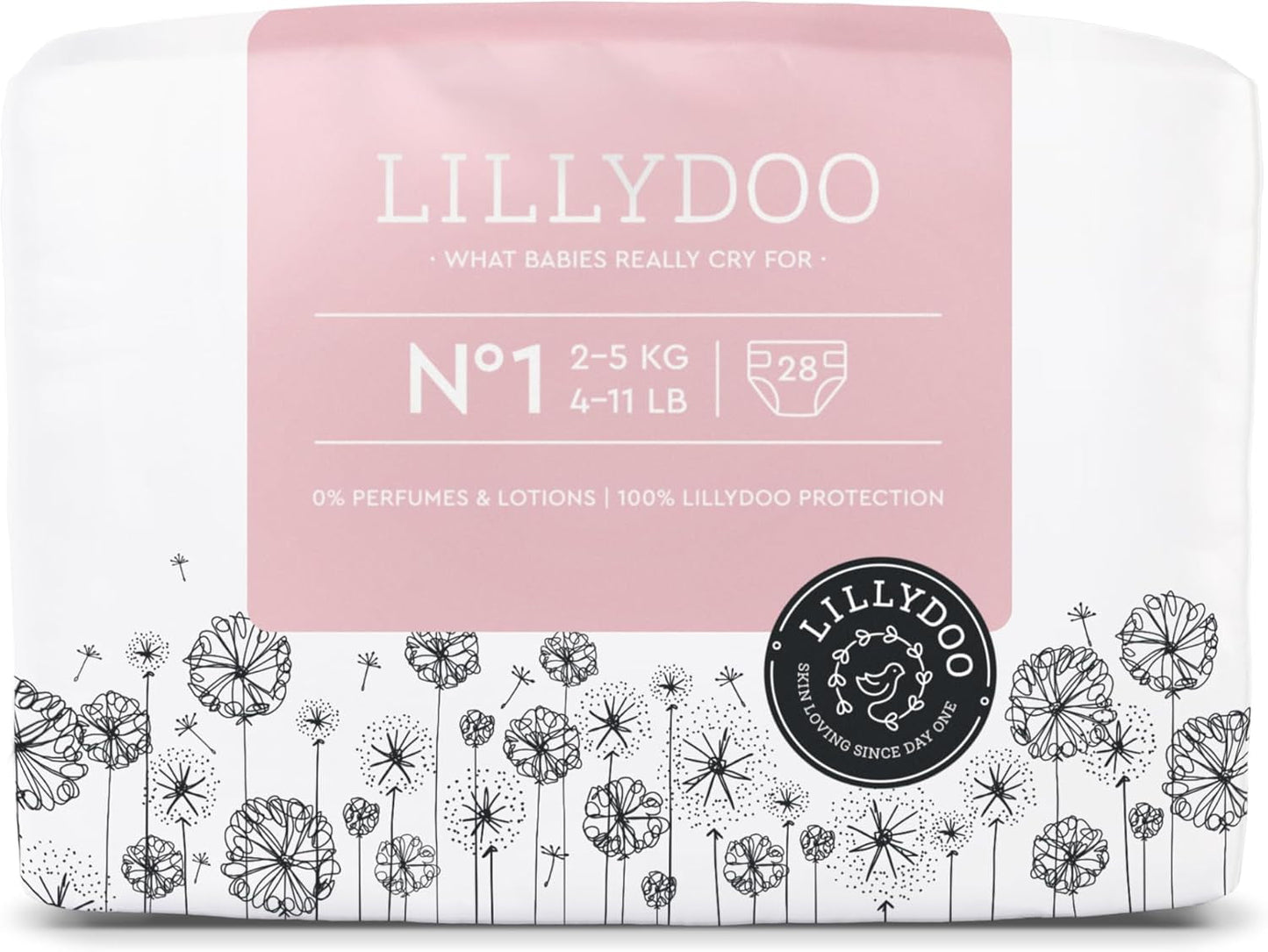 Scutece pentru bebeluși LILLYDOO prietenoase cu pielea - Mărimea 3 (6-10 kg), 29 de bucăți, protecție fiabilă împotriva scurgerilor, moi, fără parfum și fără loțiune pentru pielea sensibilă, testate dermatologic