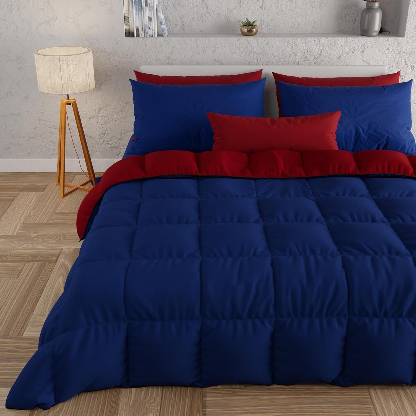 PETTI Artigiani Italiani - Cuvertură de iarnă pentru pat dublu, maxi, monocoloră, față-verso, alb, gri, 100% Made in Italy Plapumi si pilote Naty Shop Blunotte Bordeaux 160 X 190 Cm