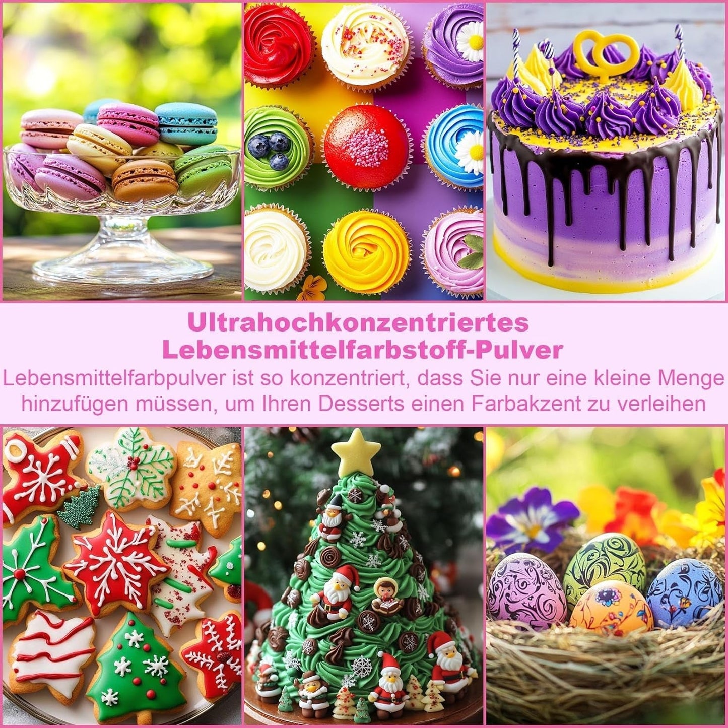Colorant alimentar pudră 12 culori x 5 g - Colorant alimentar foarte concentrat pentru copt, colorant alimentar pudră pentru prăjituri, macarons, fursecuri, glazură (pentru uz casnic și profesional)