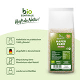 Tărâțe de ovăz organice biozentrale 1 kg | Pachet avantajos | Sursă de proteine bogată în fibre | Natural vegan | Din agricultura UE | Conținut scăzut de zahăr