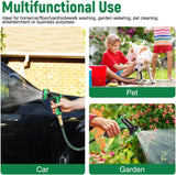 Furtun flexibil de grădină 30m/100ft verde, cu duză de pulverizare și conectori din alamă de 3/4" și 1/2", furtun de apă extensibil cu 10 funcții, extensibil de 3 ori, fără îndoituri, pentru grădină, podea, terasă, mașină