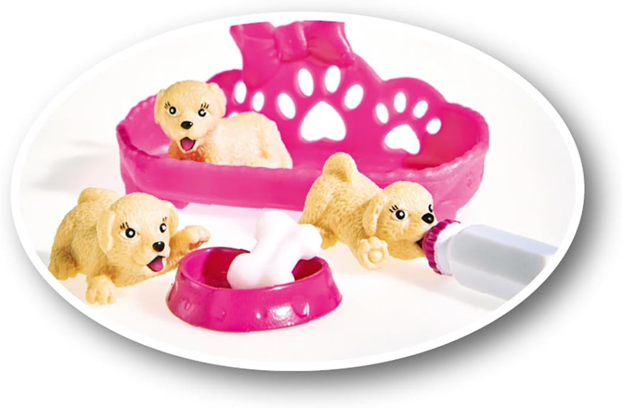 Simba 105733041 - Evi Love Puppy Love, cu TREI căței, cu coșuleț pentru câini și accesorii, păpușă de modă, 12 cm, pentru copii cu vârsta de 3 ani și peste