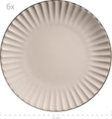 MÄSER 931967 Set de veselă Osita Retro Series pentru 6 persoane în formă de val, set de veselă rotundă cu 18 piese, farfurii de cină, farfurii de desert și boluri pentru cereale, ceramică, alb crem