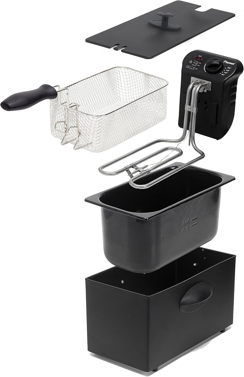 Mașină de prăjit cu ulei Bestron cu tehnologie cu zonă rece, 3.5 litri, 2000 watts Electrocasnice Naty Shop