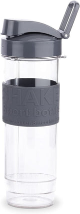 H.Koenig Smoothie Maker SMOO9 - Mini Standmixer - Mini Blender - 300 Watt - 570 Ml - Edelstahl - 2 Kunststofflaschen - Bpa-Frei, Grau Bucatarie Naty Shop