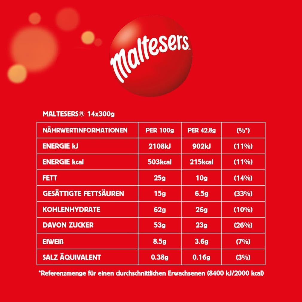 Maltesers, bile de ciocolată cu un centru crocant și ușor, aerat, gustare de ciocolată, 1 pachet (1 x 300g)