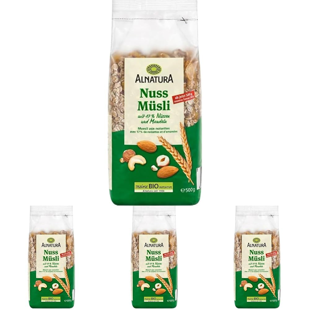 Muesli organic cu nuci, 17% nuci și migdale, 0,5 kg