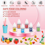 Colorant alimentar lichid – 12 culori colorant alimentar foarte concentrat pentru copt, băuturi, macaroane, fondant, decorare tort, set de coloranți alimentari pentru săpunuri DIY, slime, meșteșuguri (6 ml fiecare)