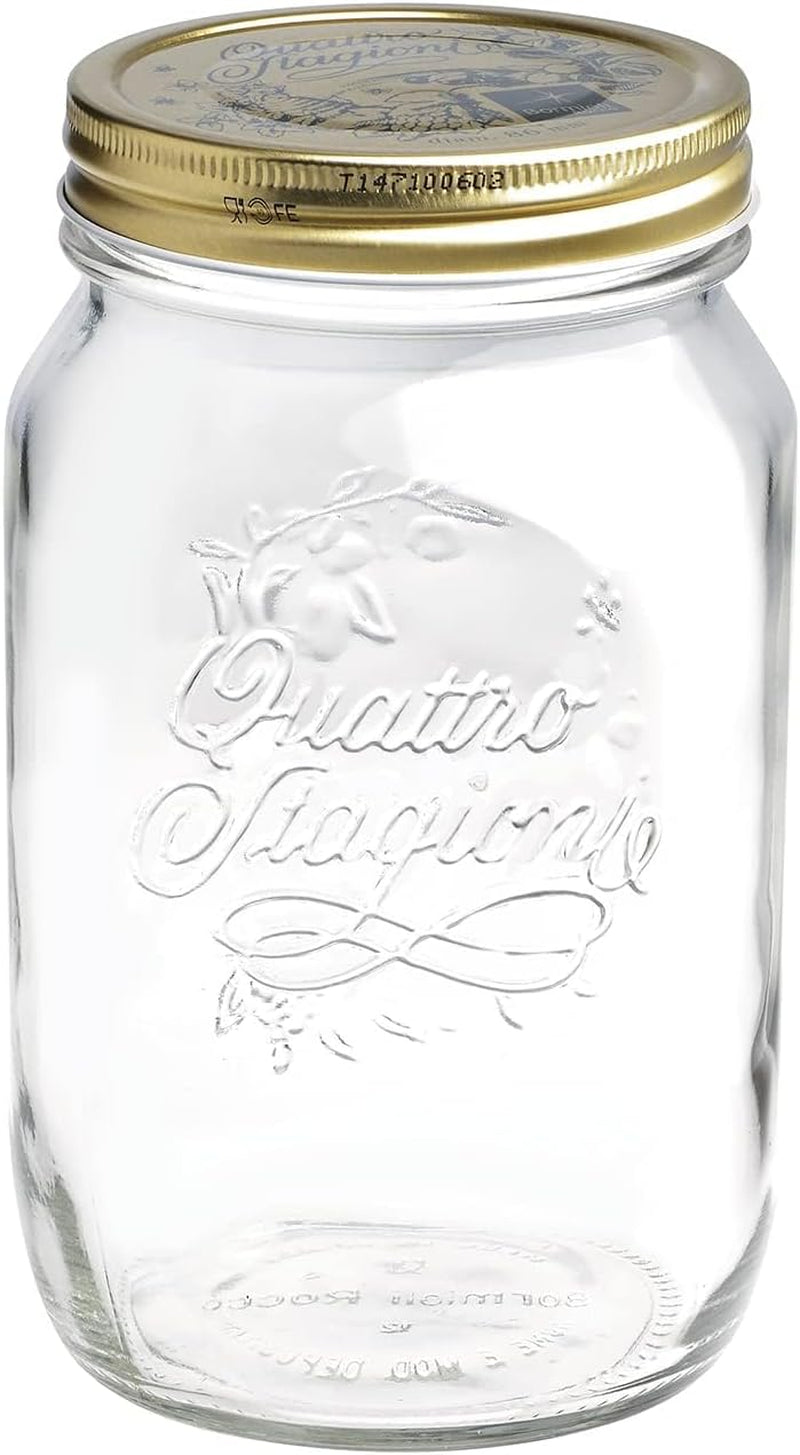 Bormioli QUATTRO STAGIONI borcan de depozitare 1 litru (pachet de 2) Cutii depozitare alimente Naty Shop 1000 Ml