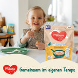 Terci de lapte Milupa Stracciatella – Cereale pentru bebeluși fără gluten, fără ulei de palmier – Fără conservanți și coloranți – De la 8 luni – 4 x 400 g