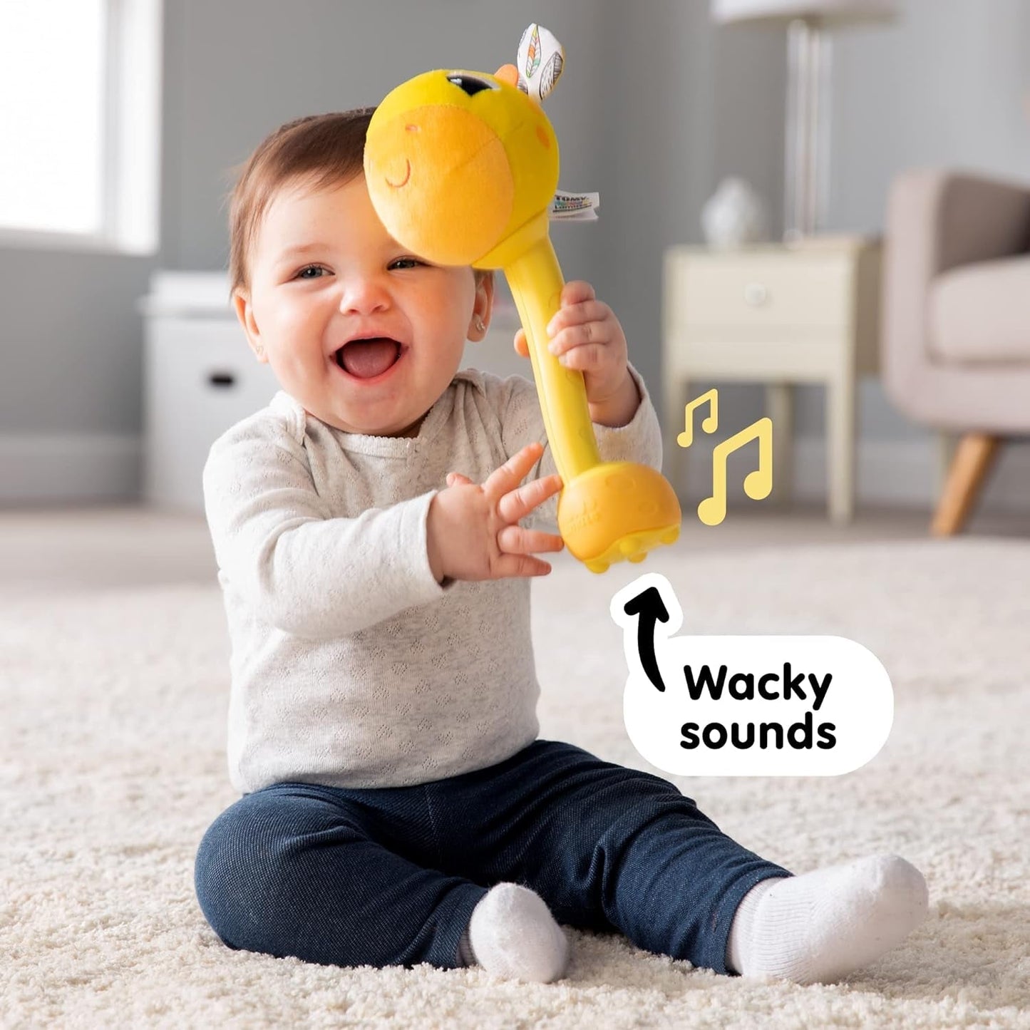 Lamaze L27471 Girafă nebună, jucărie pentru nou-născuți, jucărie senzorială pentru bebeluși cu culori, cadou pentru noii părinți, jucărie de dezvoltare pentru băieți și fete de la vârsta de 12 luni Jucarii Bebe Naty Shop