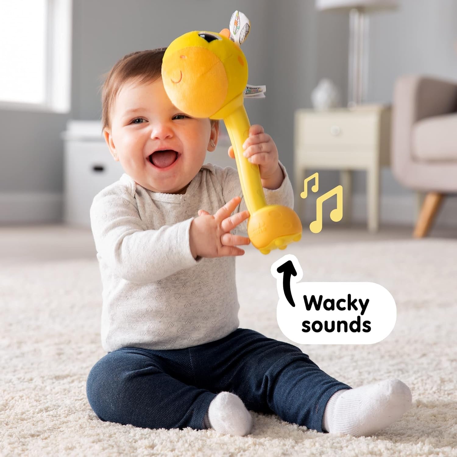Lamaze L27471 Girafă nebună, jucărie pentru nou-născuți, jucărie senzorială pentru bebeluși cu culori, cadou pentru noii părinți, jucărie de dezvoltare pentru băieți și fete de la vârsta de 12 luni Jucarii Bebe Naty Shop