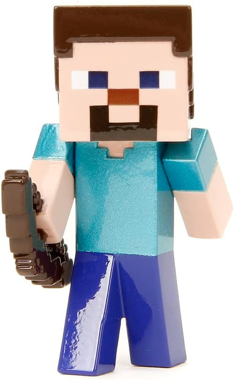 Jada Toys Minecraft Figure Set (4 bucăți) Fabricat din metal - Minecraft Caves & Cliffs Personaje de colecție (Steve, Alex, Creeper și Warden) Pentru gameri și colecționari de peste 8 ani, 6 cm fiecare Action figures Naty Shop