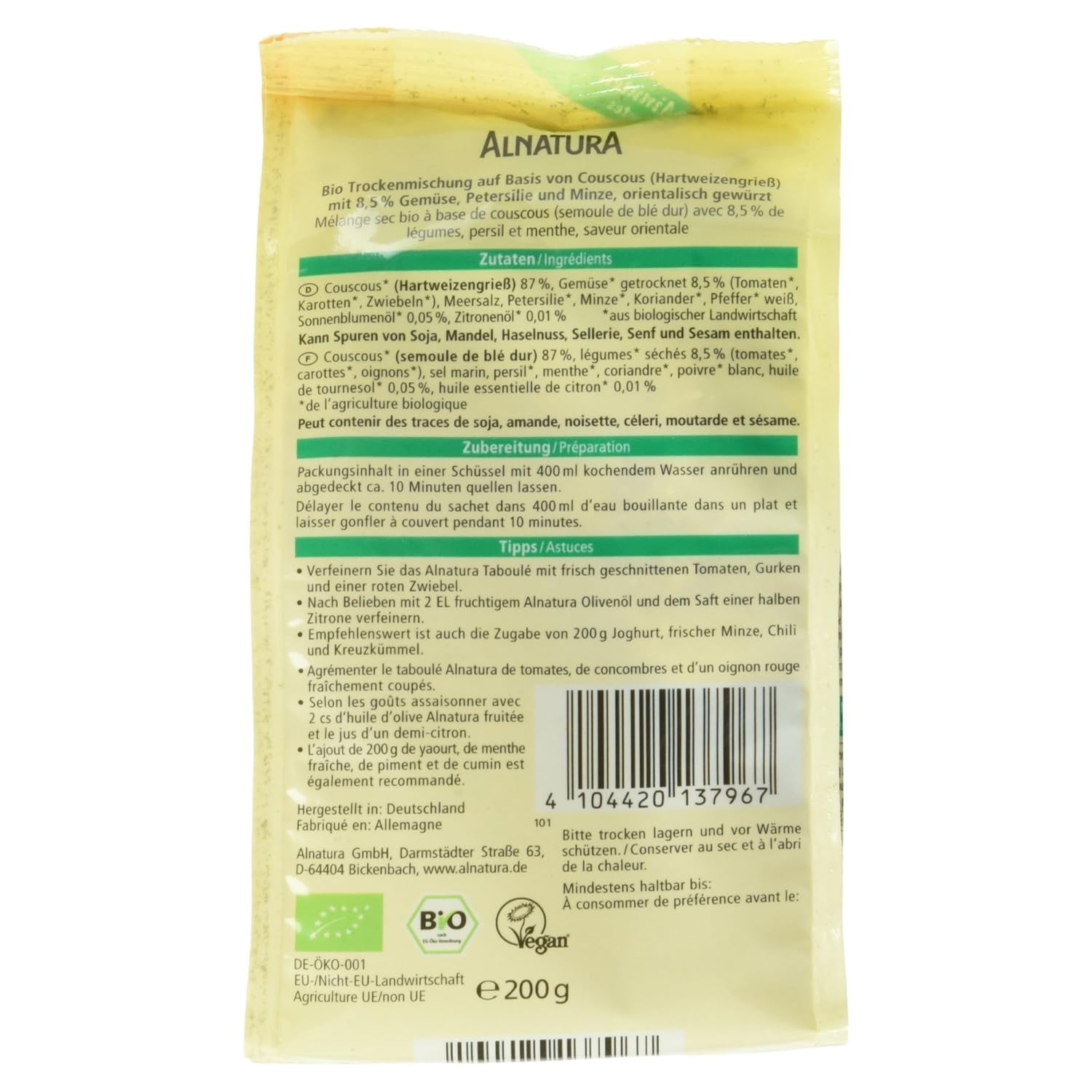 Bio Taboule-Couscous-Salat, 200 g