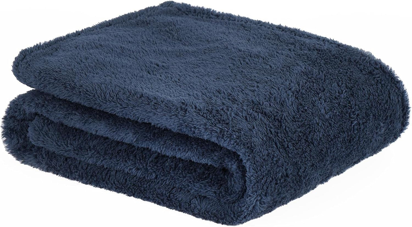 Brentford's Teddy Fleece Blanket, Pătură mare pentru pat, plușată, super moale, caldă, pentru canapea, pat, cuvertură de pat, negru - 150 X 200 Cm Paturi si Cuverturi Besuche den Brentfords-Store Albastru marin 150 X 200 Cm