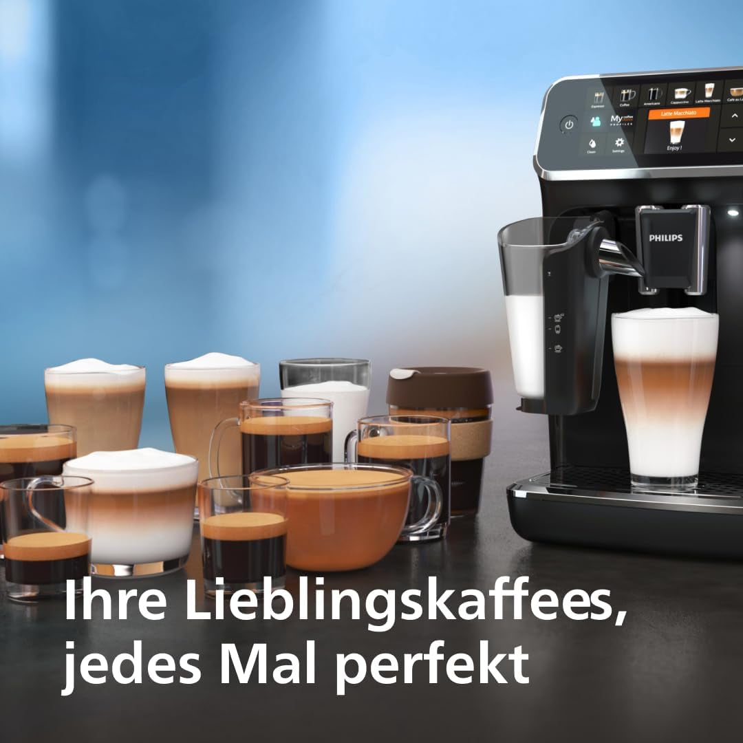 Espressor Philips seria 5400 – Bucurați-vă de 12 băuturi, LatteGo cu curățare rapidă, afișaj TFT intuitiv, setări personalizabile pentru cafea, design premium pentru bucătărie (EP5441/50)