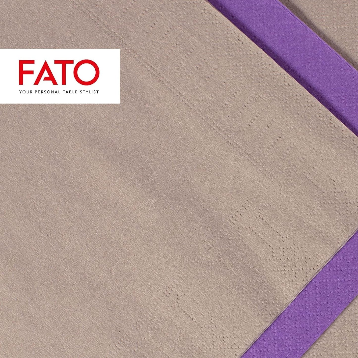 Fato, Șervețele de hârtie de unică folosință, Ideale pentru prânzuri informale și bufete, Pachet de 50 de șervețele, Dimensiune 33X33, Pliate în 4, 2 straturi, Turtledove, 100% hârtie din celuloză pură, certificat Fsc