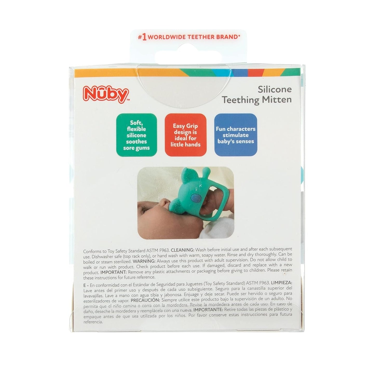 Nuby — Mănușă dentară din silicon, fără BPA, Koala albastră, de la 3 luni