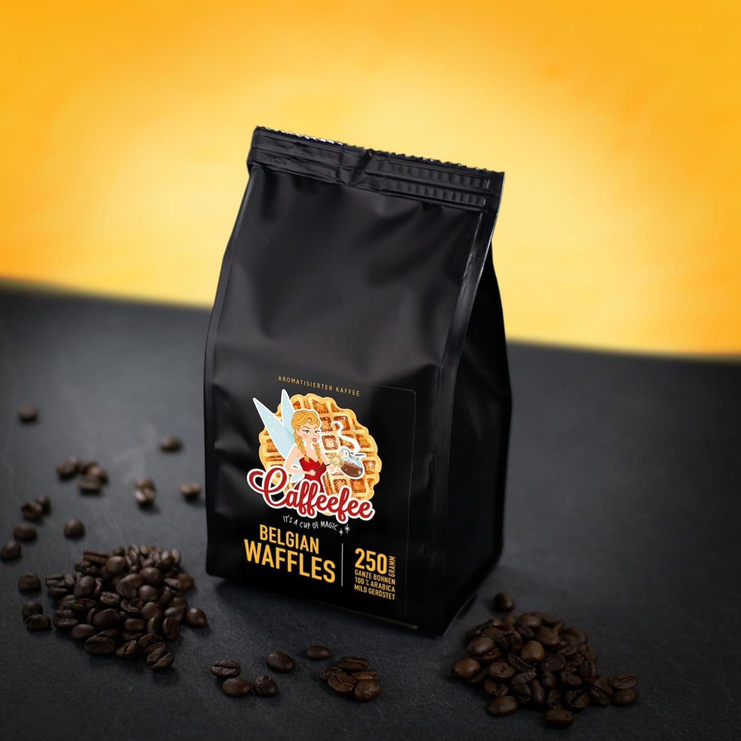 Caffeefee Belgian Waffles Bohnen, 250 g, aromatisierter Röstkaffee