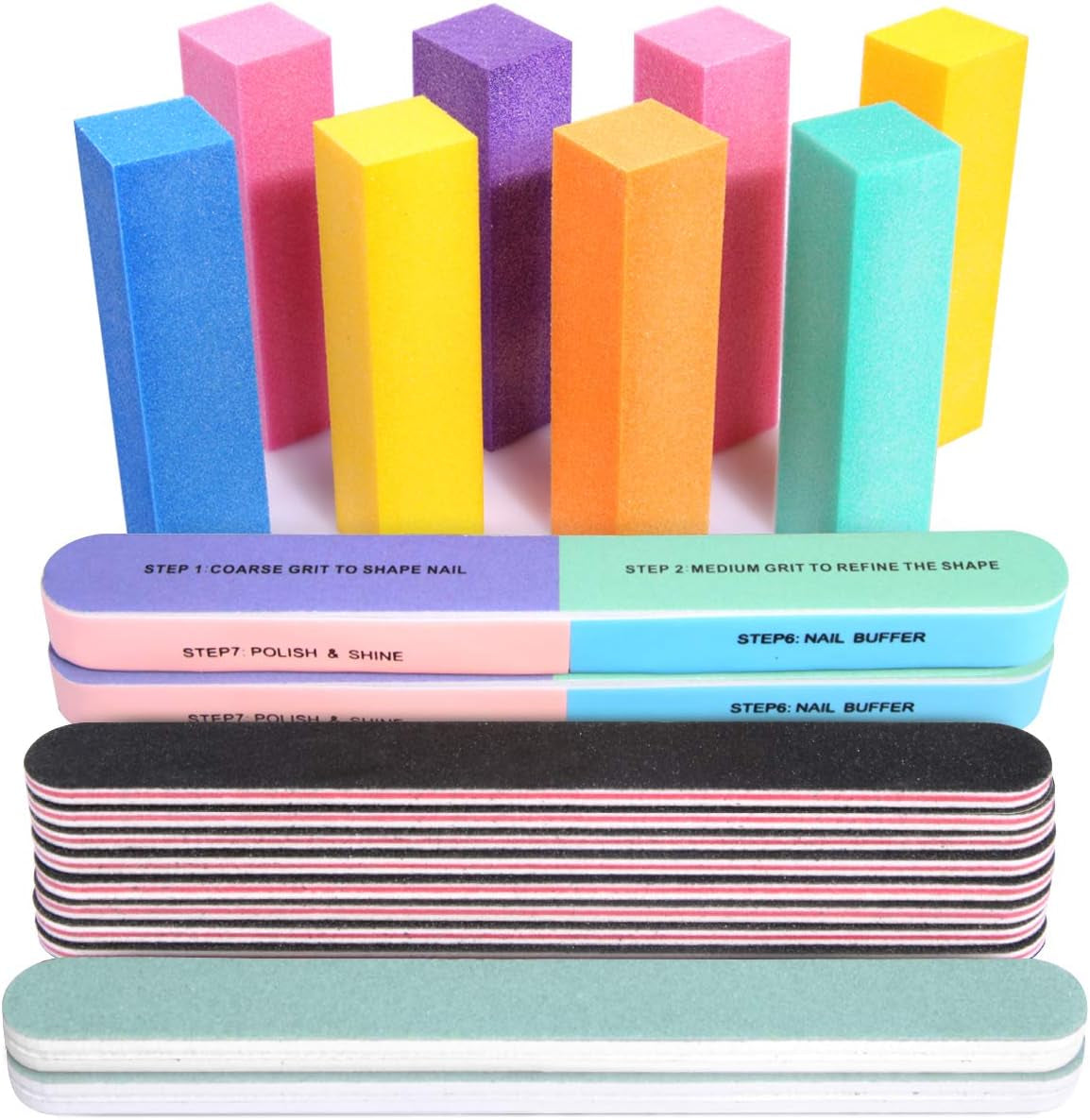 FANDAMEI 20 Stücke Buffer Für Nägel, Nagelfeilen Für Gelnägel, Profi Nagelfeile 100/180, Polierfeile Fingernägel, Feilen Für Gelnägel, Maniküre & Pediküre Set