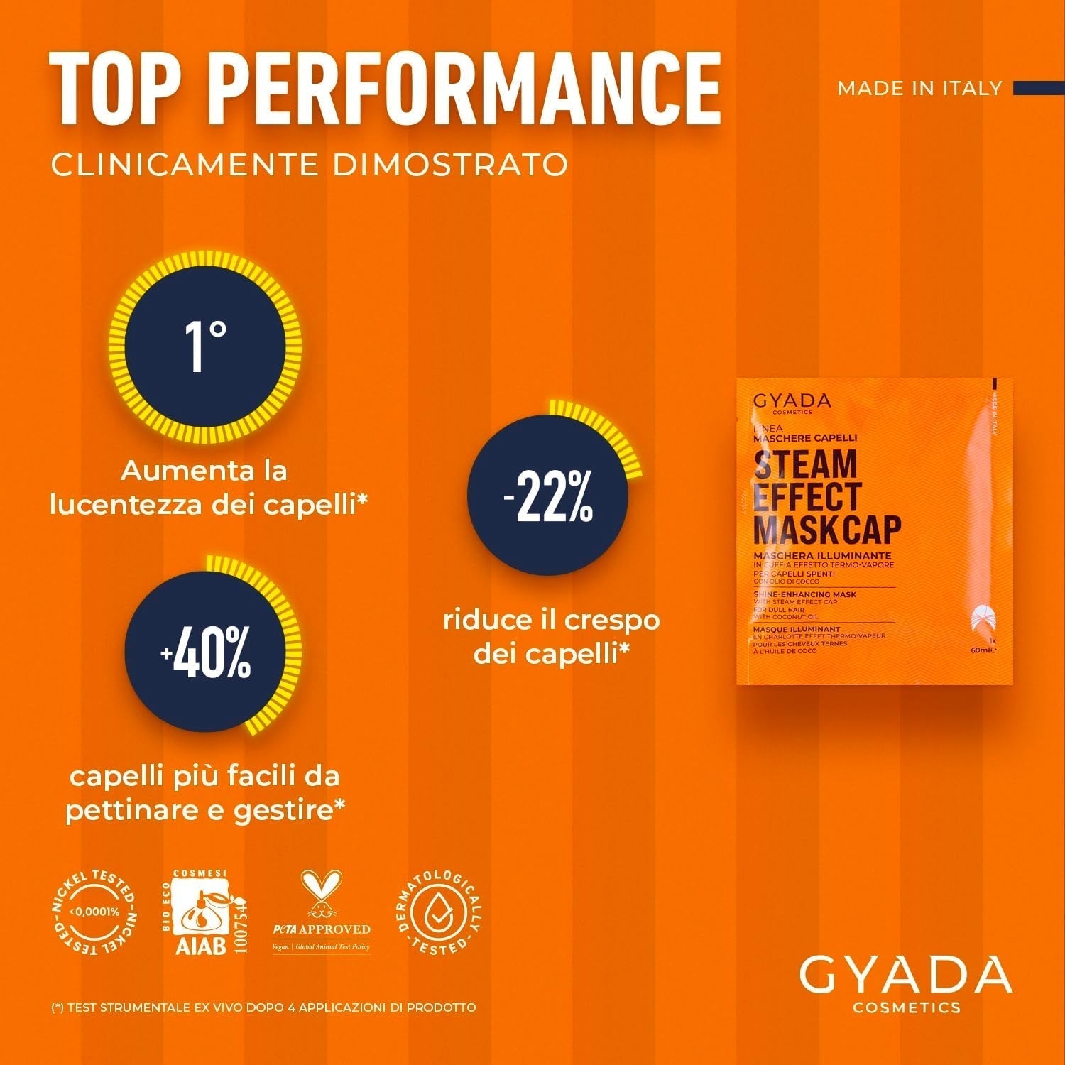 GYADA COSMETICS, mască de păr din material ușor și revitalizant, conferă strălucire și moliciune, efect hrănitor și reparator, cu capac termic, pe bază de ulei de cocos și avocado, 60 ml Masca de par Naty Shop