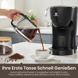 Espressor de cafea cu filtru 1,25 l pentru 10 cești de cafea cu filtru, carafă din sticlă lavabilă în mașina de spălat vase, termos, sistem anti-picurare, oprire automată, 600 W, protecție la fierbere fără apă pentru acasă și birou