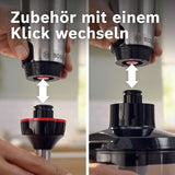 Bosch Stabmixer Ergomaster Serie 6 MSM6M673, 10 Jahre Motorgarantie, Edelstahl-Klingen, Verschleißfreie Keramik-Kupplung, Luftkühlung, Zerkleinerer, Kartoffelstampfer, Schneebesen, 1000 W Bucatarie Naty Shop