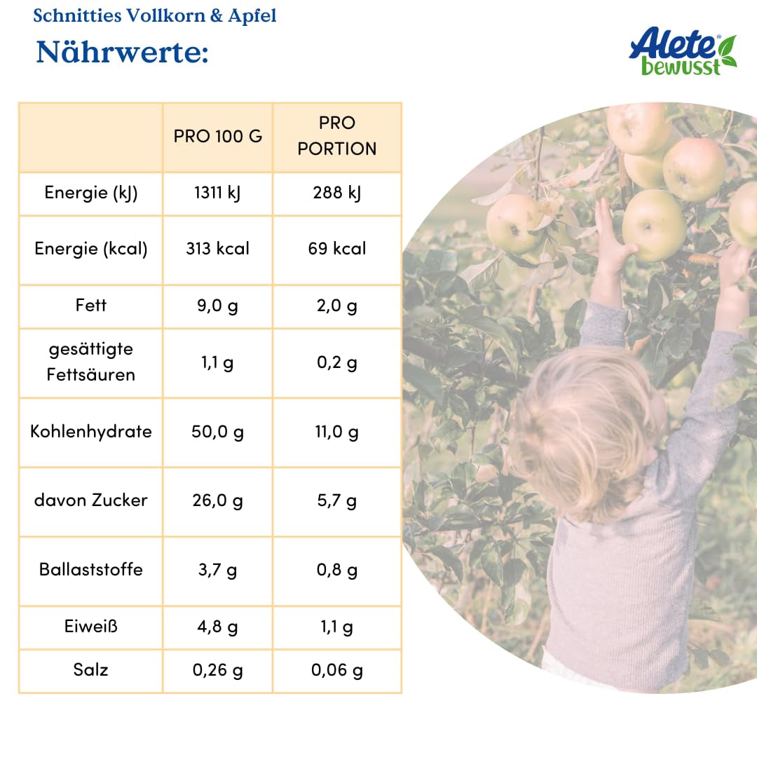 Plăcinte feliate organice Alete cu cereale integrale și mere 6 x 22 g