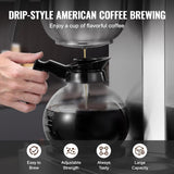 VEVOR Espressor comercial cu filtru pentru 12 căni, espressor cu 3 carafe de sticlă și 3 plăci de încălzire, espressor din oțel inoxidabil cu alimentare automată cu apă, pentru restaurante, birouri, cafenele