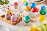 Set de vopsire naturală Heitmann Egg Dye, 3 pudre de colorare pe bază de ou (galben, violet, gri-albastru), foaie de autocolante din hârtie cu iarbă