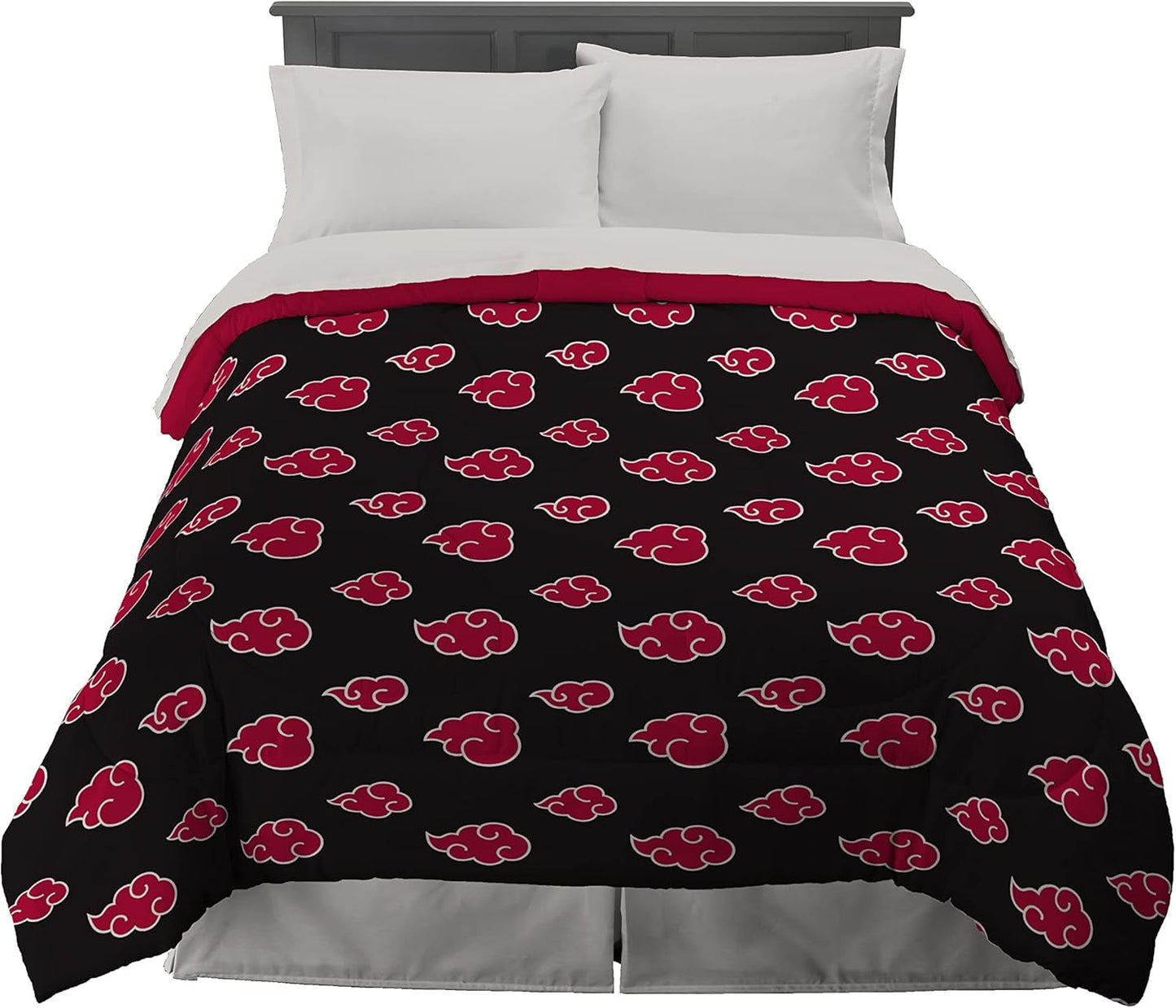 Franco Naruto Anime Akatsuki Pattern Lenjerie de pat moale microfibră Plapumă Queen, (produs oficial Naruto) Plapumi si pilote Naty Shop Naruto Regina