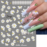 5D în relief alb margarete autocolante unghii flori autocolante unghii flori folie autoadezive autocolante unghii arta autocolante unghii margarete decorare unghii accesorii design flori autocolante unghii arta