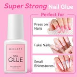 Lipici de unghii Makartt extra puternic pentru unghii artificiale, uscare rapidă în 5 secunde, lipici acrilic pentru vârfuri de unghii sau unghii reparate, nu necesită întărire cu lampa UV, 7 ml