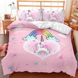 Lenjerie de pat pentru fetite, Unicorn, 2 fețe de pernă Lenjerie de pat - copii Naty Shop Unicorn Roz (model 2) 200×200 Cm