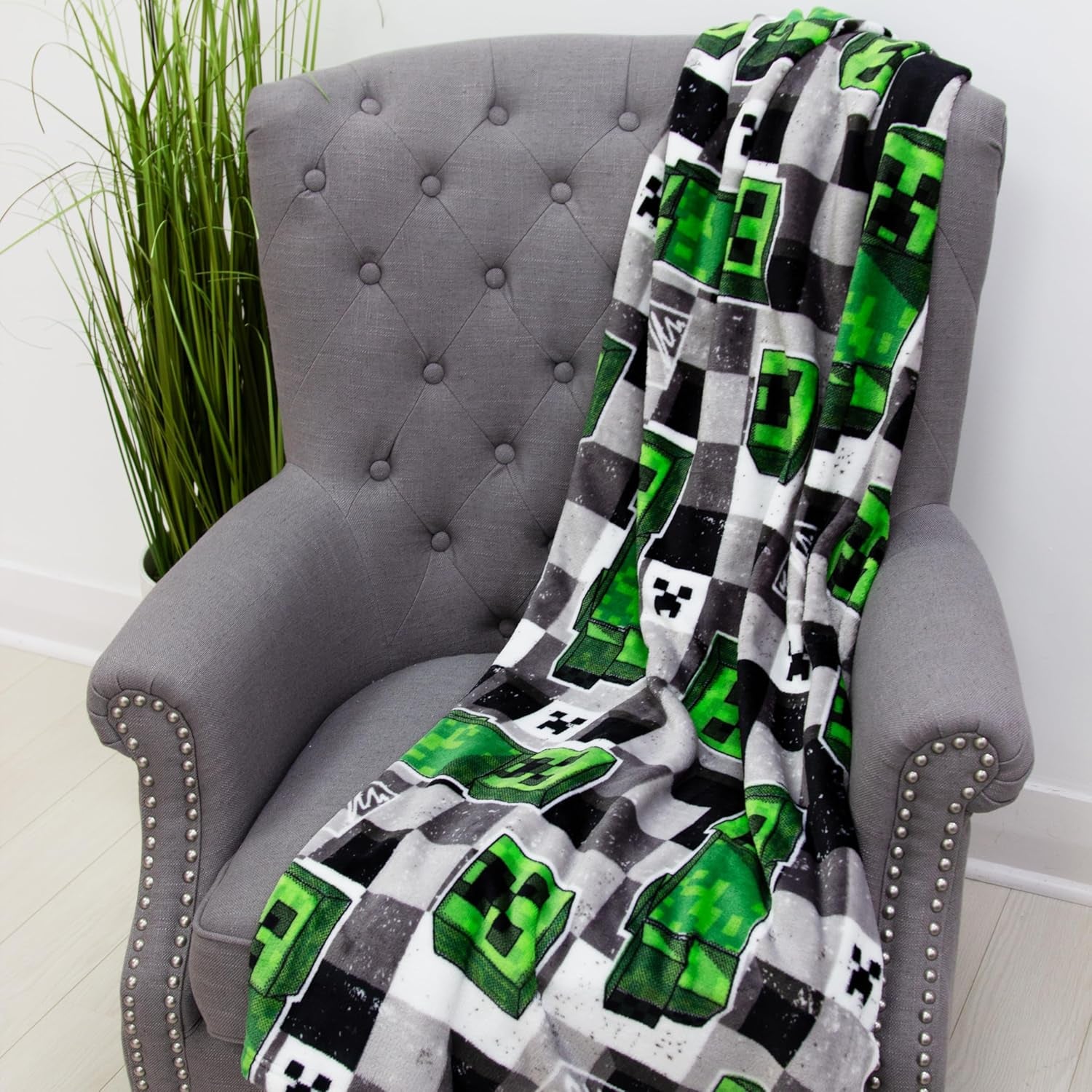 Character World Minecraft Oficial Fleece Pătură | Scribble Design Reversibil 2 fețe, Super Soft, Pătură caldă Paturi si Cuverturi Besuche den Character World-Store