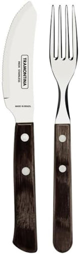 Tramontina PIZZA Besteck, 8-Tlg Set, Für 4 Personen, Rostfreier Edelstahl, Fsc-Zertifizierte Holzgriffe, Spülmaschinenfest Bucatarie Naty Shop