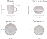CreaTable, 23601, seria Romantic Vintage, set de veselă cu 16 piese pentru 4 persoane, serviciu combinat din gresie, potrivit pentru mașina de spălat vase și cuptorul cu microunde, producție de calitate