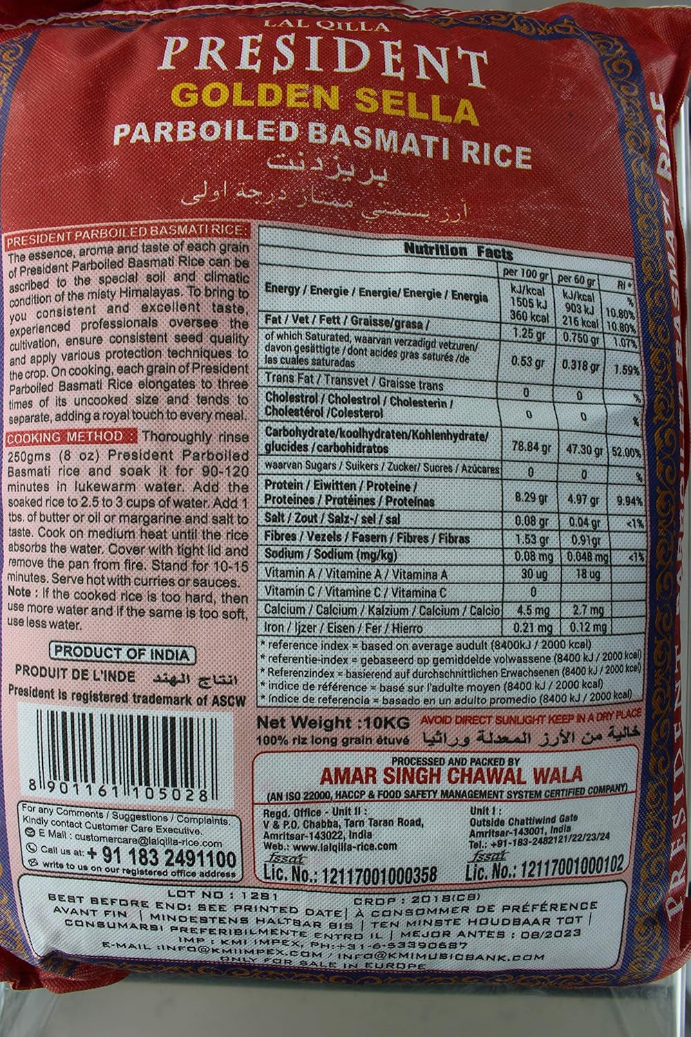 Président - Orez Basmati Golden Sella, (1 X 10 KG)