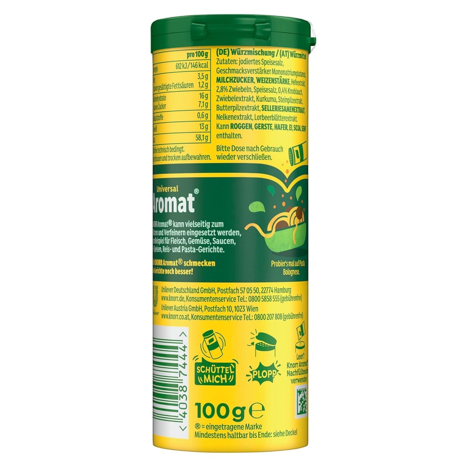 Knorr Würzmischung Universal Aromat für schnelle Gerichte zum Würzen und Verfeinern von Fleisch, Gemüse, Saucen und mehr 100 g